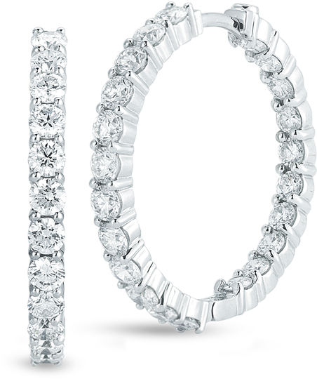 Roberto Coin Perfect Diamond Hoops™ 18k White Gold - Roberto Coin 18k White Gold Diamond Inside-out Hoop (1600x1600), Png Download