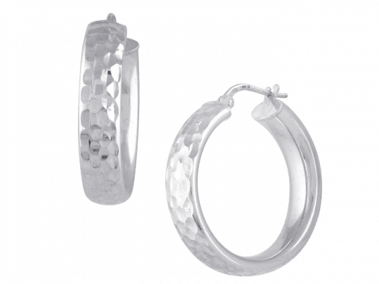 Etched Silver Hoops Silver Earrings - Silver Hoops (540x405), Png Download