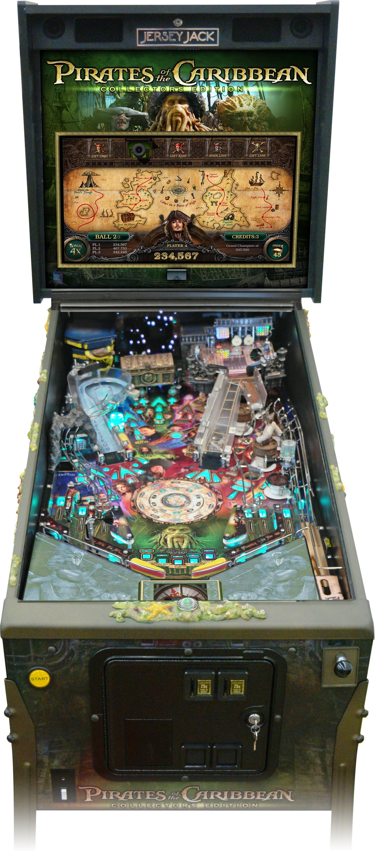 01 Of - Pirates Of The Caribbean Limited Edition Pinball Machine (1280x2901), Png Download