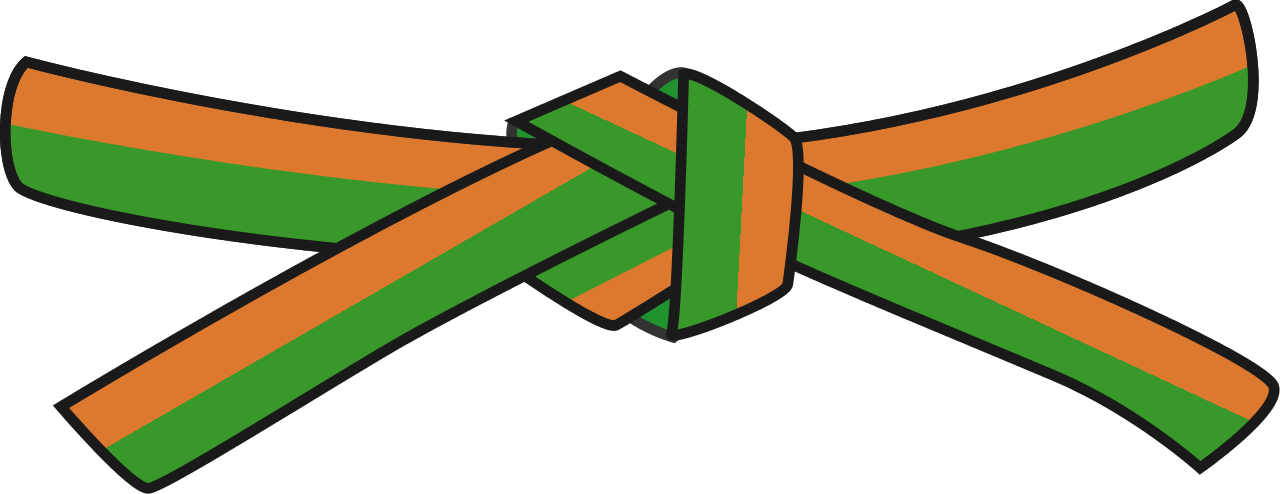 Judo Orange-green Belt - Orange Green Belt Judo (1280x494), Png Download