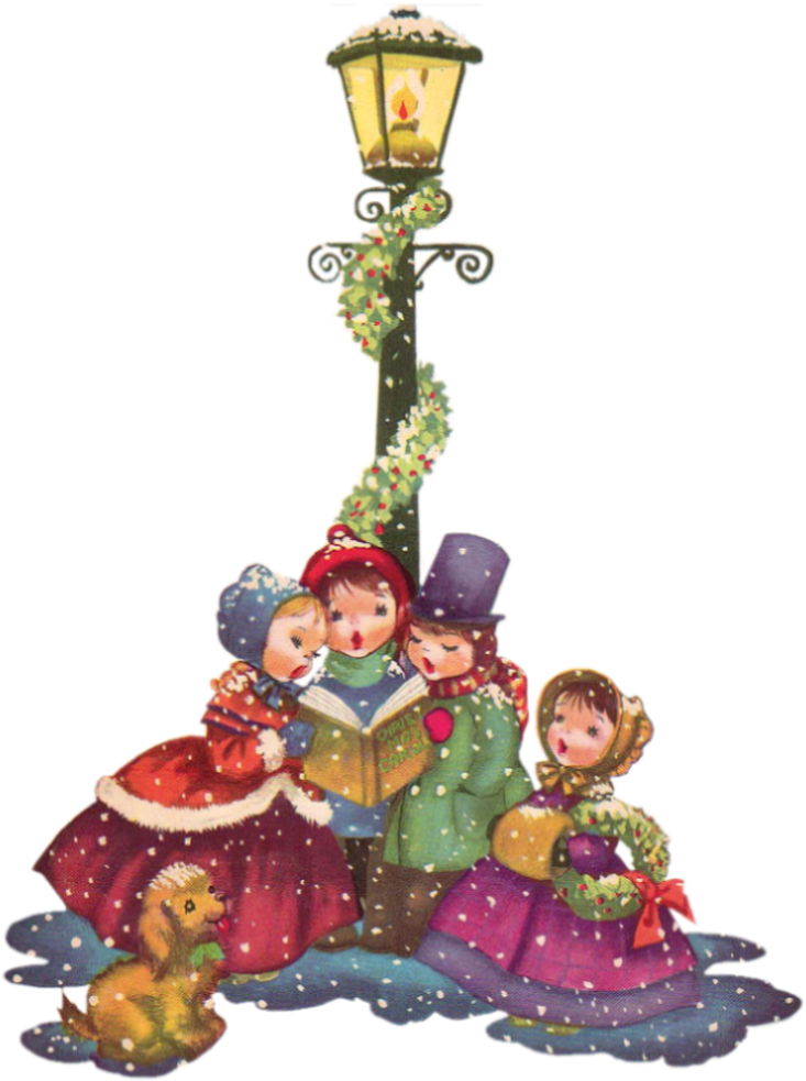 Vintage Christmas Carolers Png Clip Art Big - Old Victorian Carolers Christmas (800x1020), Png Download