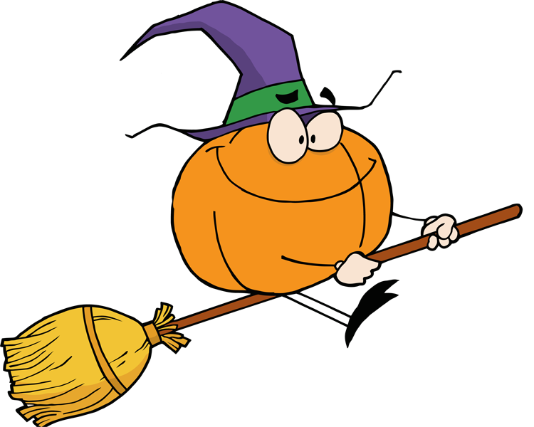 Witch On A Broom Clipart Clipartfest - Witch Pumpkin Clip Art (750x600), Png Download