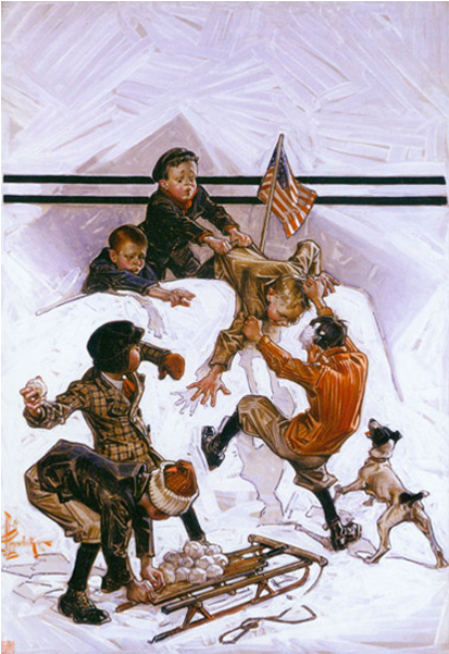 Snowball Fight - Jc Leyendecker (600x600), Png Download