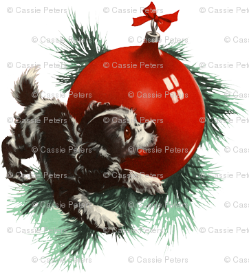 Vintage Christmas Puppy Back - Christmas Day (362x400), Png Download