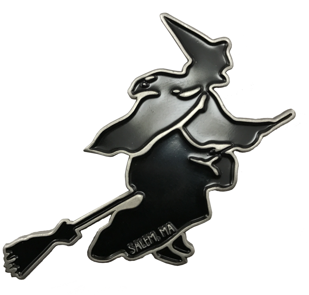 Vintage Flying Witch Enamel Pin - Cartoon (1024x959), Png Download