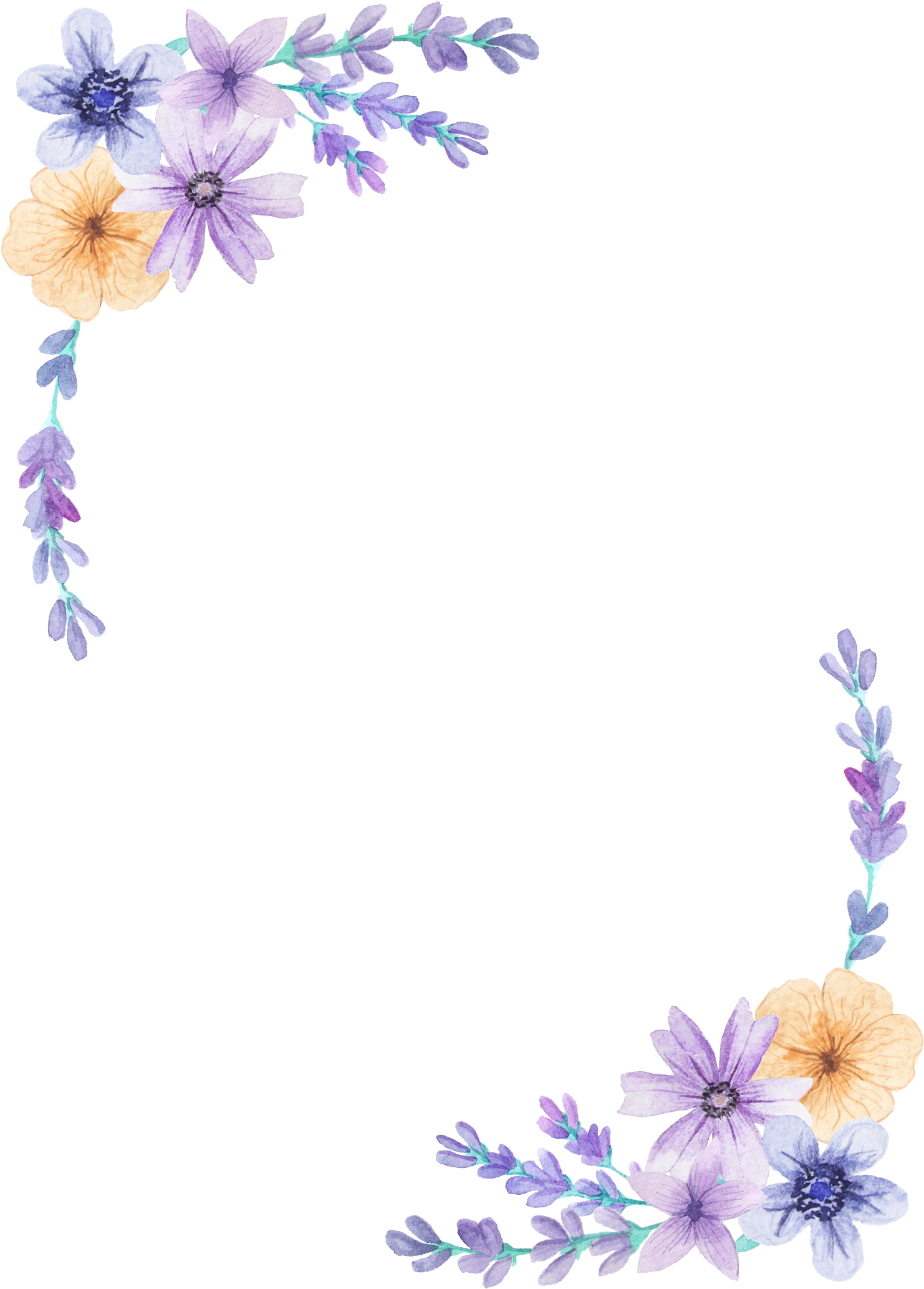 Pin By Gunn Torp On Clips - Transparent Purple Flower Border (1500x2100), Png Download