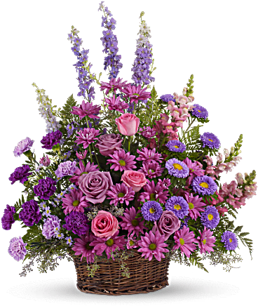 Gracious Lavender Basket - Gracious Lavender Funeral Flowers Basket (368x460), Png Download