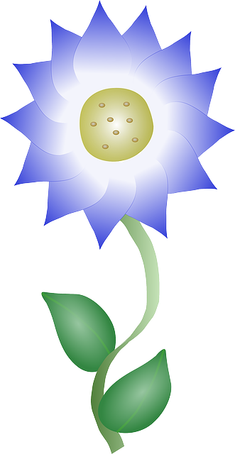 Blue, Plants, Flower, Flowers, Cartoon, Purple, Garden - Blue Flower Clip Art (331x640), Png Download