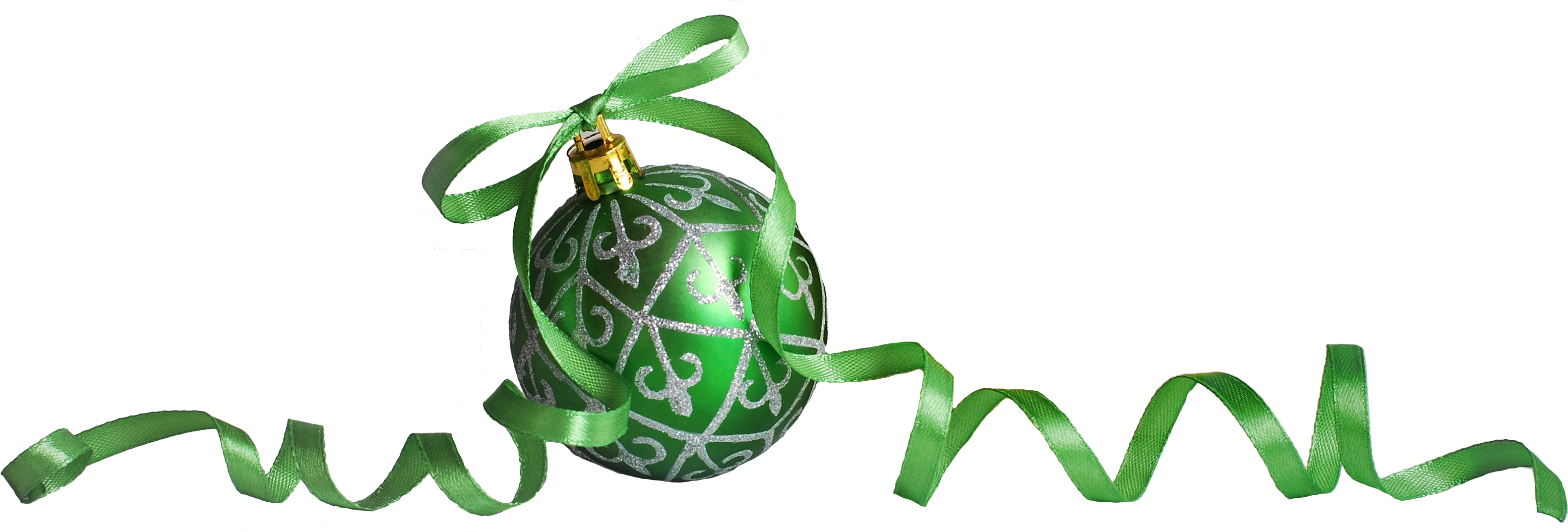 Beach Christmas - Transparent Green Christmas Ribbon (3200x1237), Png Download