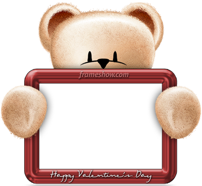 Valentines Day Frame Png Free Download - Teddy Bear Photo Frame Png (416x382), Png Download