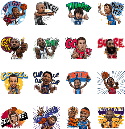 These Stickers Include Basketball Favorites Like Lebron - Nba スタンプ (420x448), Png Download