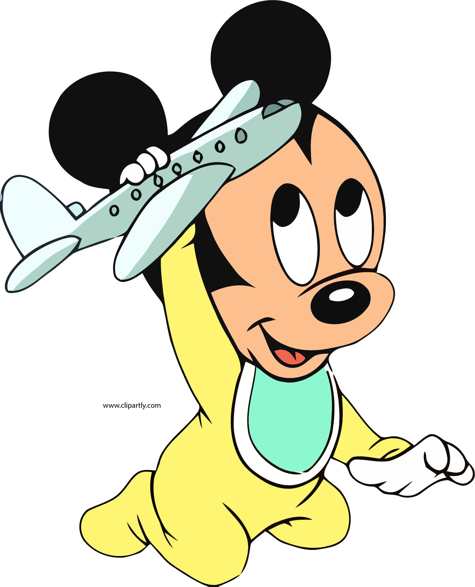 Baby Mickey Mouse Playing Toy Plane Clipart Png - Baby Mickey Mouse Clipart (1584x1955), Png Download