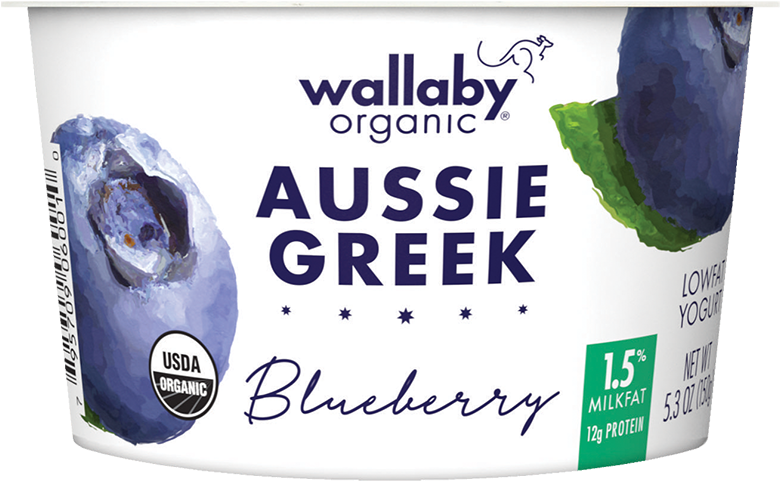 Blueberry Organic Greek Low Fat Yogurt - Wallaby Organic Lowfat Plain Greek Yogurt - 32 Oz Tub (800x502), Png Download