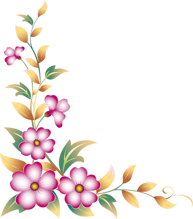 65 - Flower Border Corner Png (670x763), Png Download