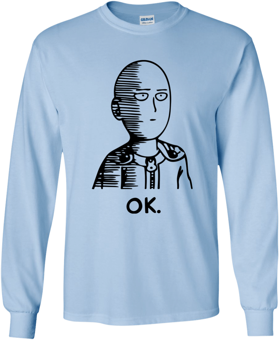 One Punch Man Saitama Ok Long Sleeve T Shirt - Best Gift - Ok Hero | You Want One? Hoodie/t-shirt/mug (1155x1155), Png Download