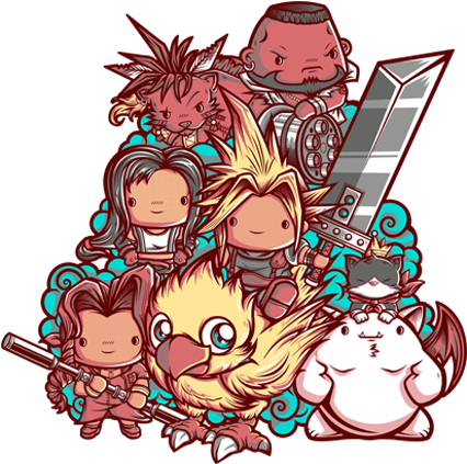Cute Fantasy Vii - Final Fantasy Art T Shirt (472x447), Png Download