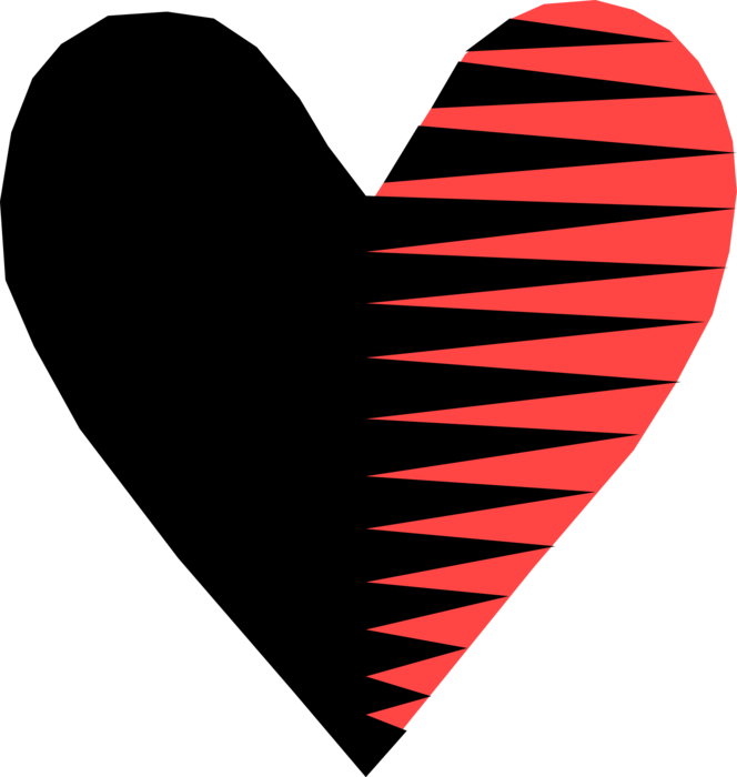 Vector Illustration Of Red And Black Romantic Love - Heart (664x700), Png Download