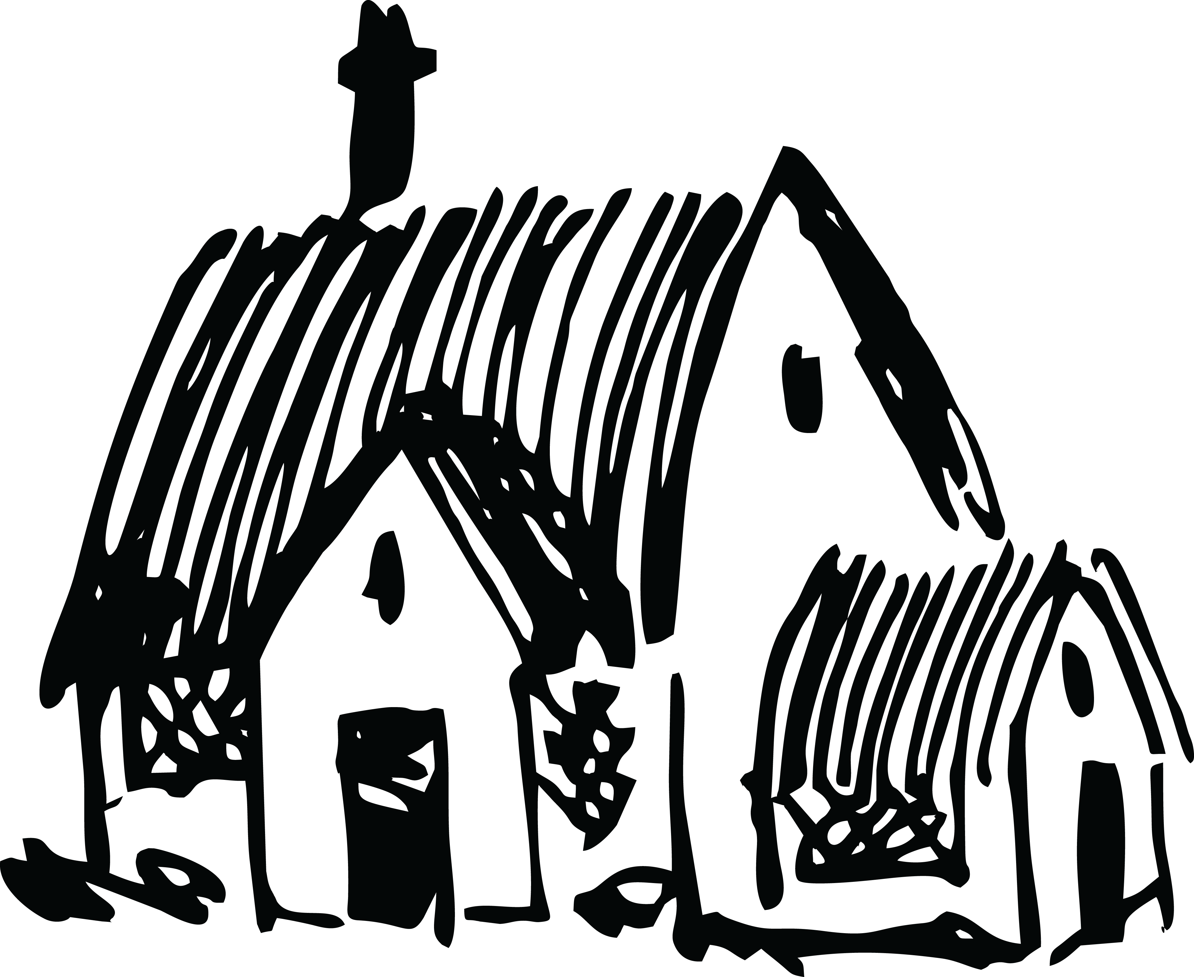 Free Clipart Jpg, Png, Eps, Ai, Svg, Cdr - Village House Clip Art Black And White (4000x3276), Png Download