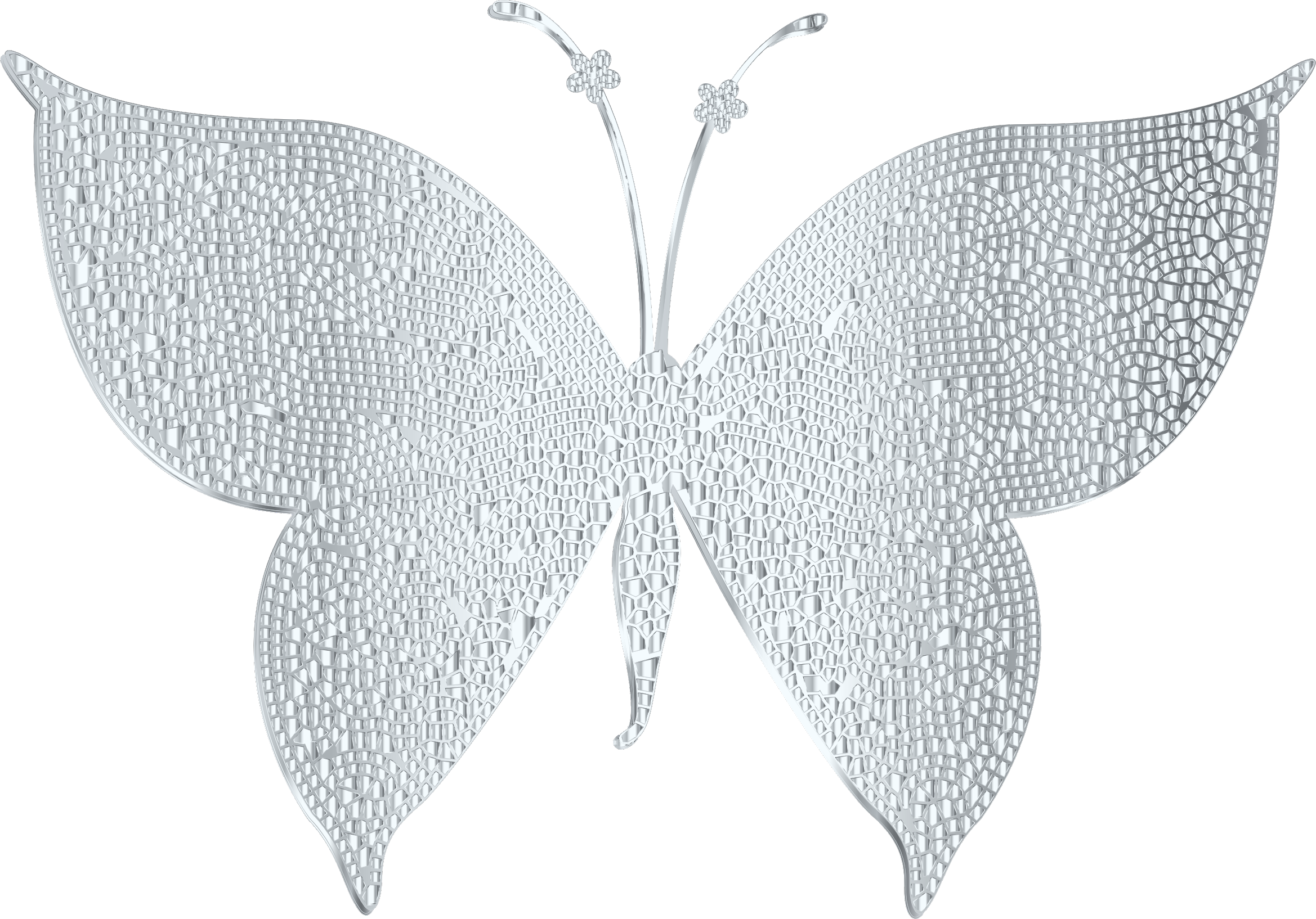 Silver Tiled Butterfly - Silver Butterfly (2338x1634), Png Download