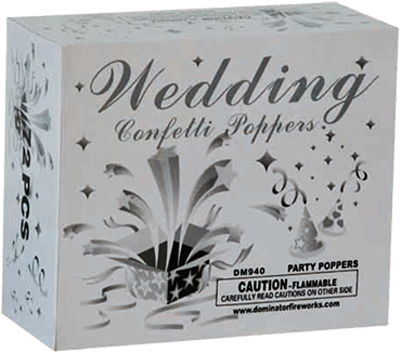 Wedding Confetti Poppers Silver Box Of 72 Poppers By (400x400), Png Download
