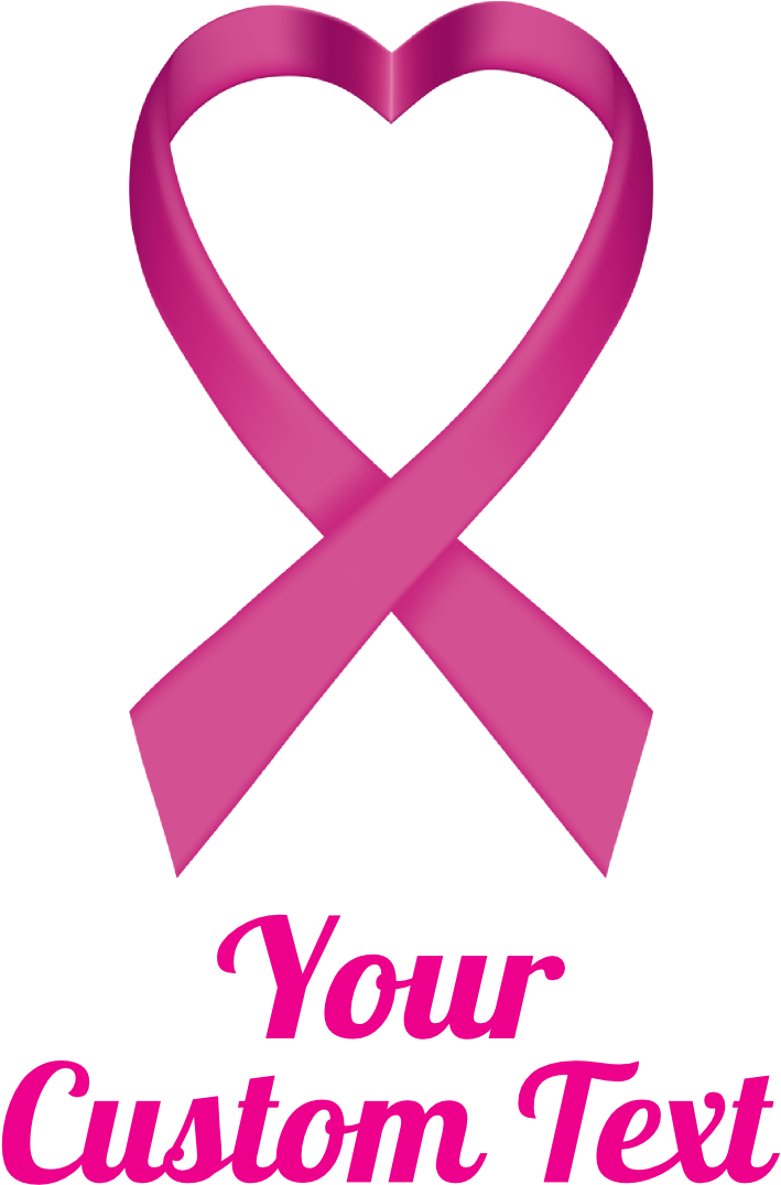Custom Heart Pink Ribbon Multi-color Transfer Sticker (1200x1200), Png Download