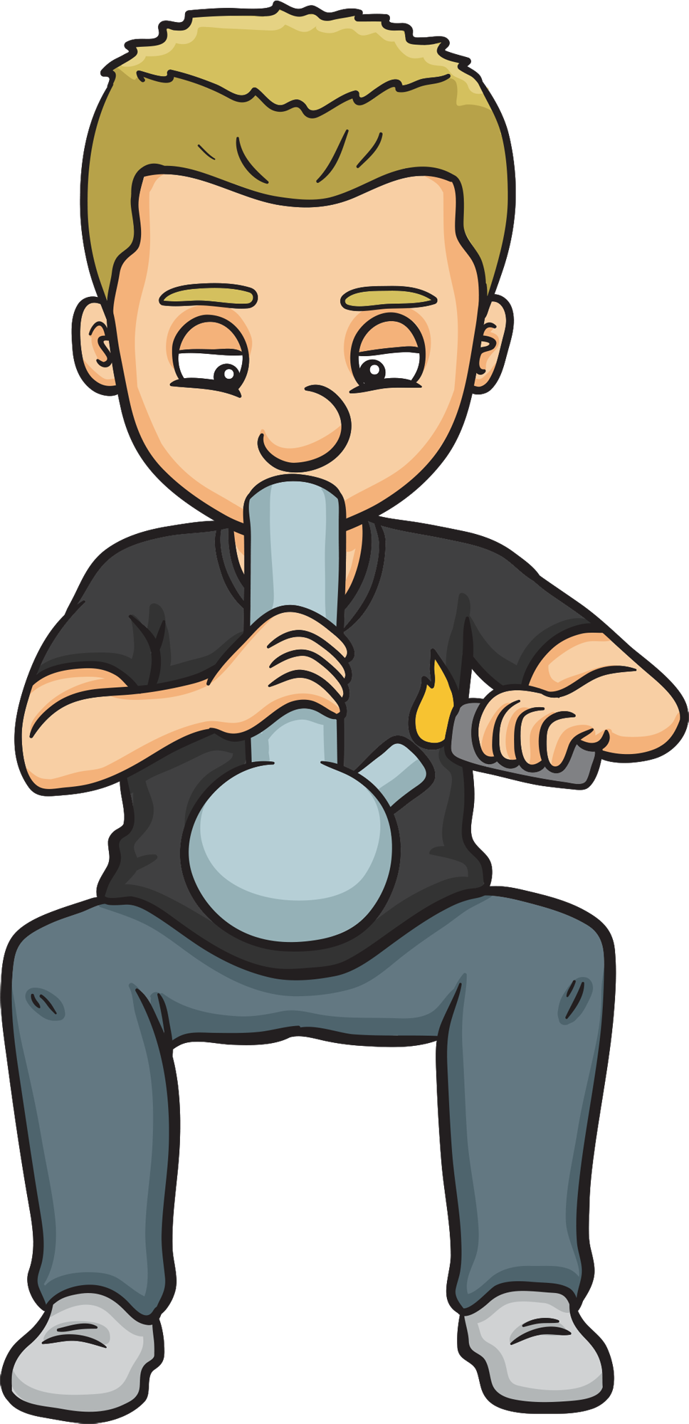 Healthy Monger - Someone Smoking Weed Cartoon (968x2000), Png Download