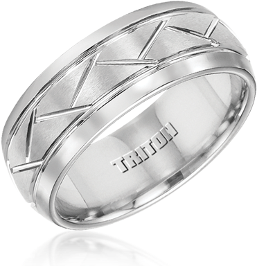 Brand Name Designer Jewelry In Mason, Ohio - Triton White Tungsten Wedding Ring (480x430), Png Download