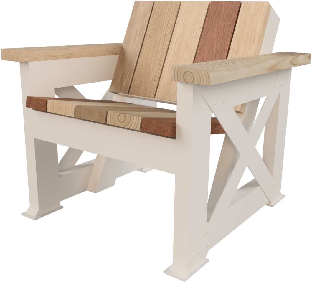X Base Patio Chair W/ Reclaimed Hardwood - Chair (1920x1080), Png Download