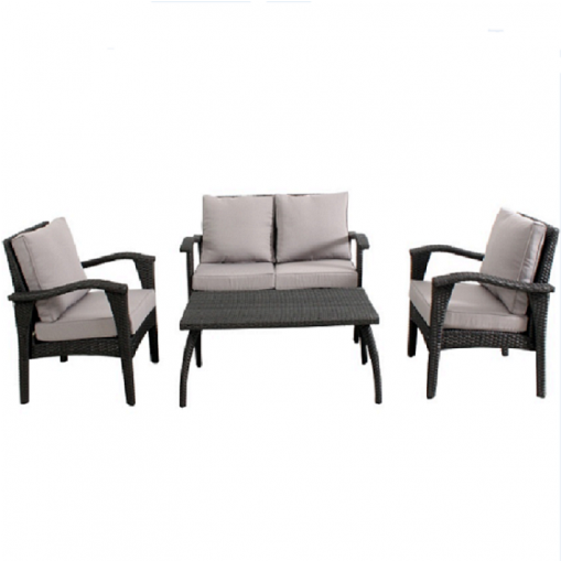 Outdoor Garden Patio Furniture Sofa Suite Honolulu - Great Deal Furniture Voyage Outdoor 4pc Grey Wicker (508x696), Png Download