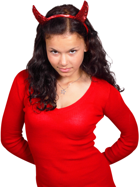 Young Woman Wearing Devil Costume Png Image - Girl (500x640), Png Download