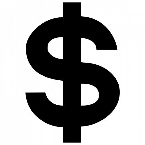 5705 Money Symbol Clipart - Black Dollar Sign Png (500x500), Png Download