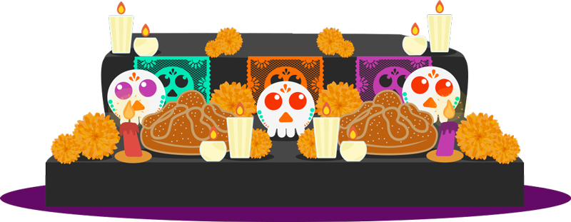 Altar De Muertos Png - Altar Dia De Los Muertos Clipart (800x311), Png Download