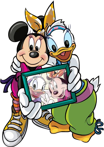 Friends Clipart Donald Duck - Minnie Y Daisy Best Friends (445x614), Png Download