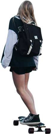 Girl Black White Skateboarding Skateboard Skater Polyvore - Calunga Arquitetura Png (450x450), Png Download