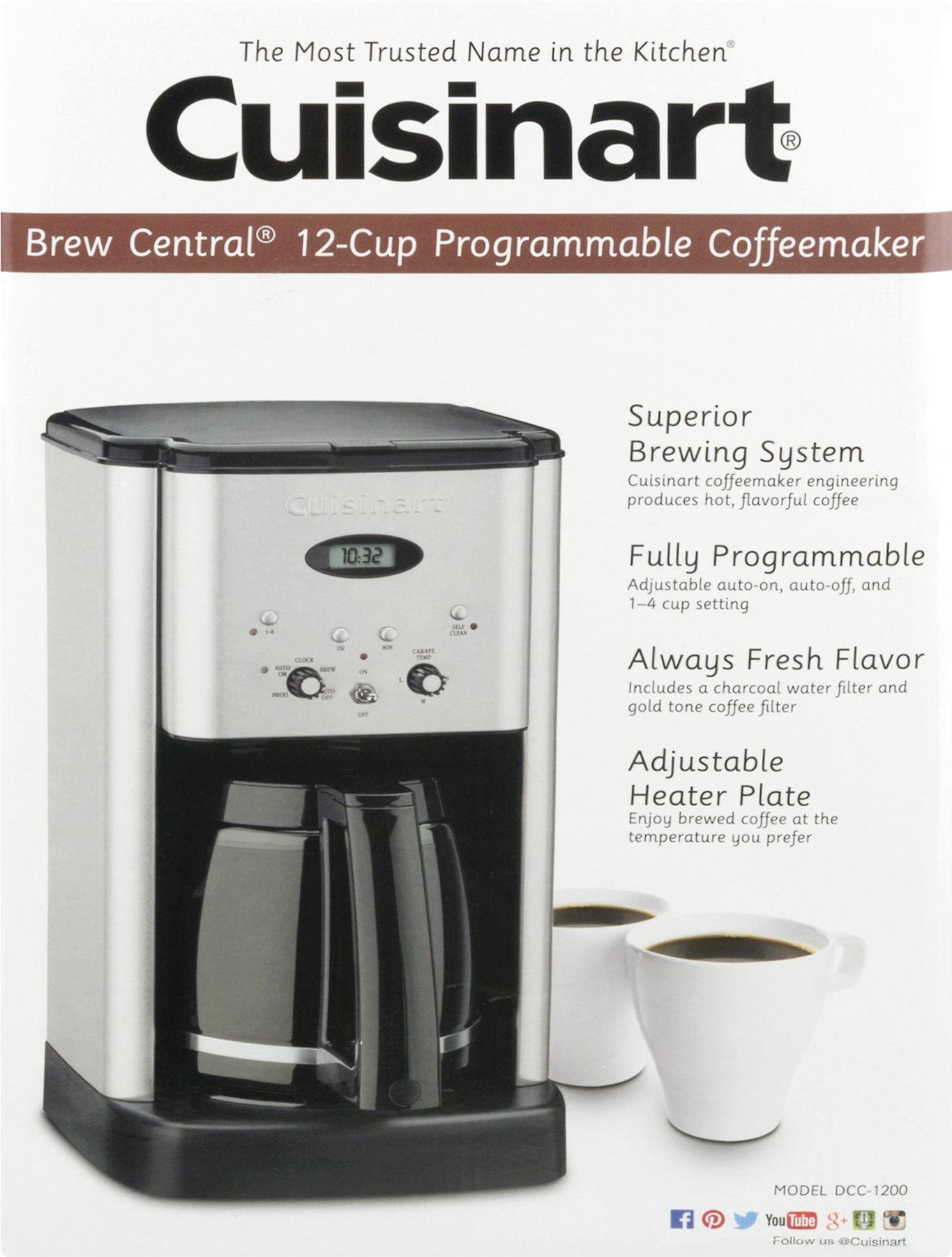 Cuisinart Brew Central® 12-cup Programmable Coffeemaker, - Cuisinart Coffee Maker #4 Cone (1800x1800), Png Download