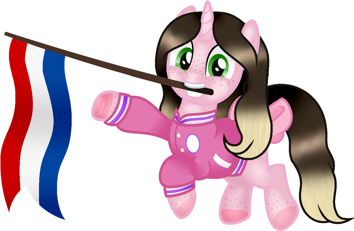 Cindypinkartje, Bow, Female, Flag, Mare, Mouth Hold, - Cartoon (1280x1008), Png Download