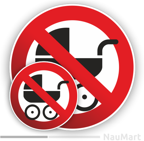 No Baby Carriage Prohibition Warning Sign - Sticker (500x500), Png Download