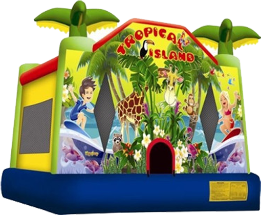 Tropical Island - Tropical Island Jumping Castle (600x423), Png Download