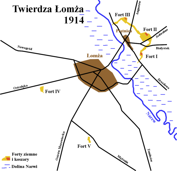 Twierdza Łomża 1914 - Diagram (621x600), Png Download