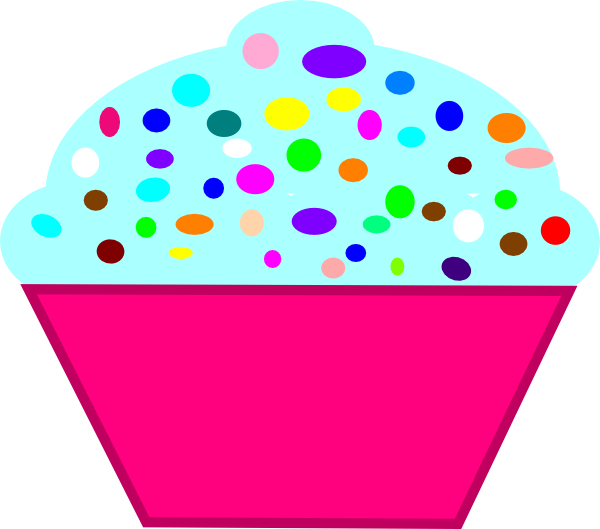 Cupcake Pink, Blue Frosting Svg Clip Arts 600 X 529 (600x529), Png Download