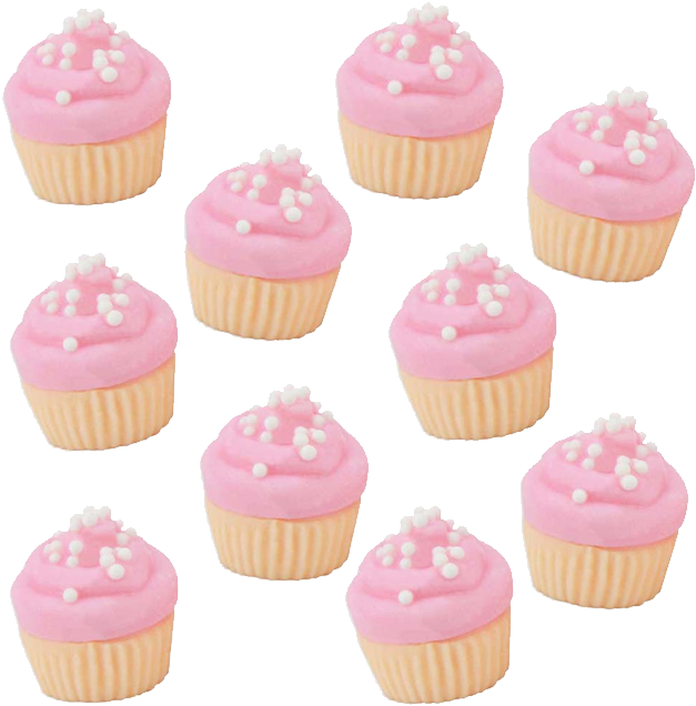 Mini Pink Vanilla Fondant Cupcakes - Cupcake (1000x1000), Png Download
