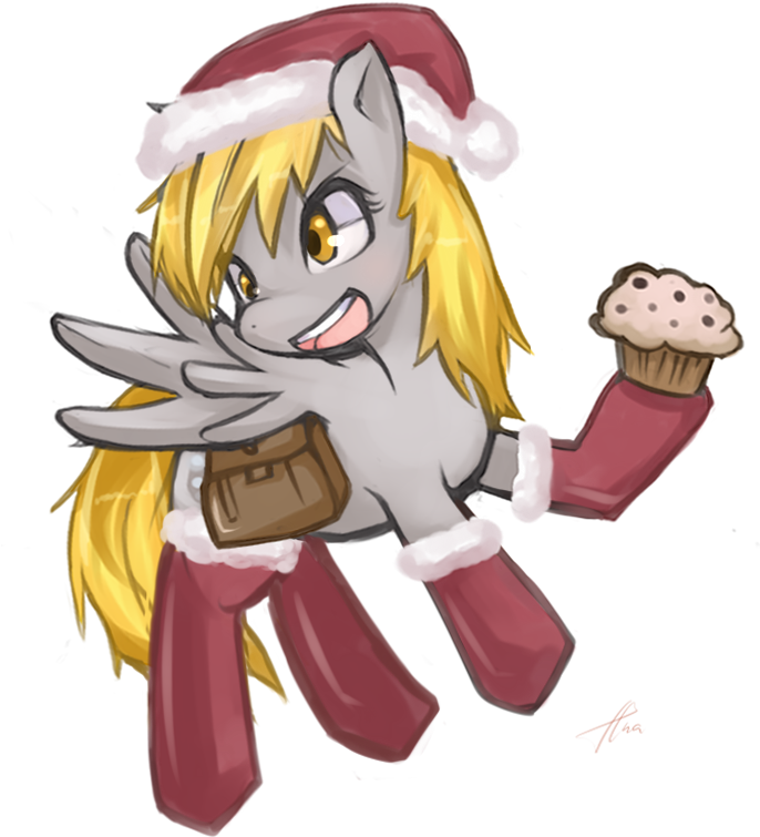 Hua, Christmas, Clothes, Derpy Hooves, Female, Hat, - Christmas Day (685x785), Png Download