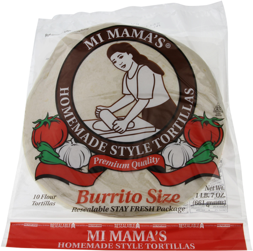 Mi Mama's Homemade Style Tortillas Burrito Size 10ct - Mi Mama's Flour Tortillas (600x596), Png Download