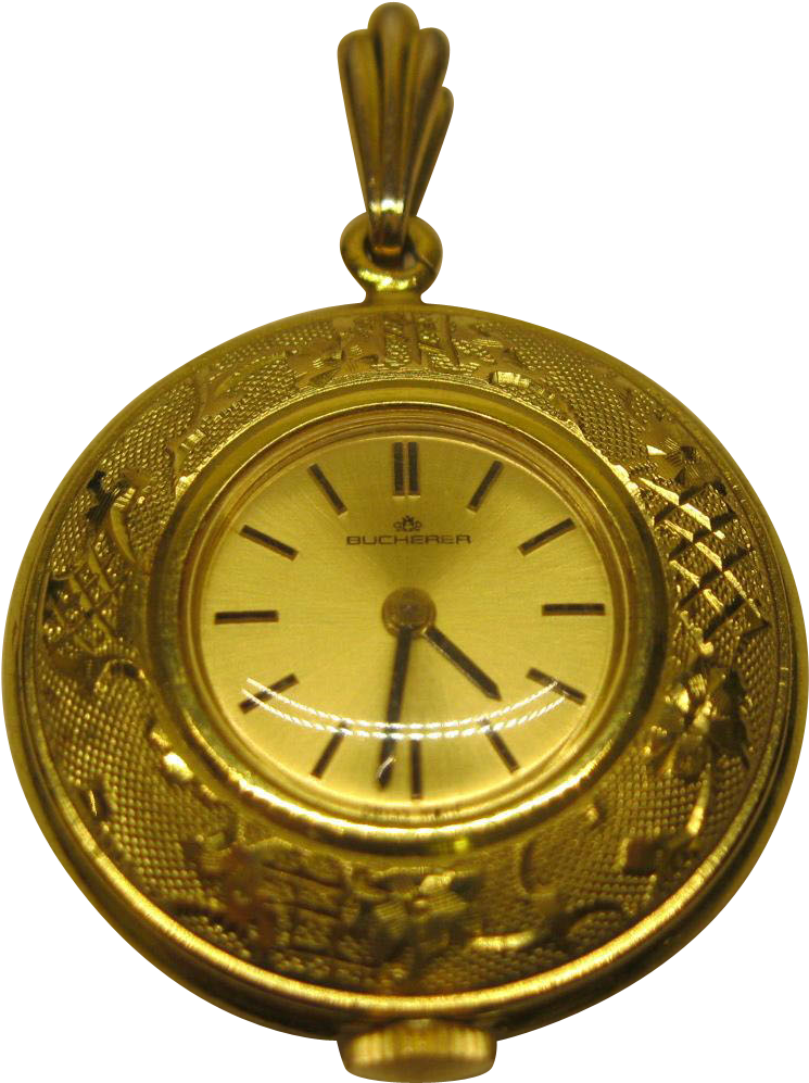 Marcel Boucher Ornate Gold Tone Metal Watch Pendant - Marcel Bucherer Ornate Gold Tone Metal Watch Pendant (996x996), Png Download