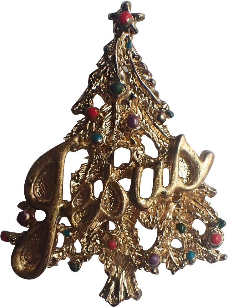 Rare Jesus Word Christmas Tree Pin ~ Book Piece - Christmas Tree (979x979), Png Download