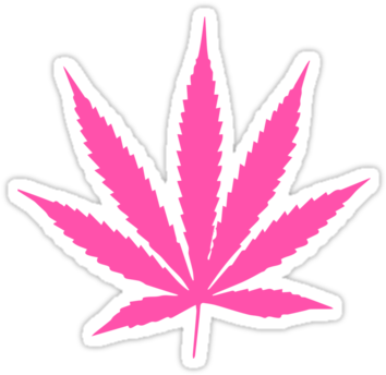 Clip Royalty Free Library Pink Pot Leaf Sticker - Pot Leaf Transparent Background (375x360), Png Download