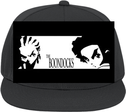Flat Bill Fitted Hats 123 - Riley Boondocks Black And White (428x400), Png Download