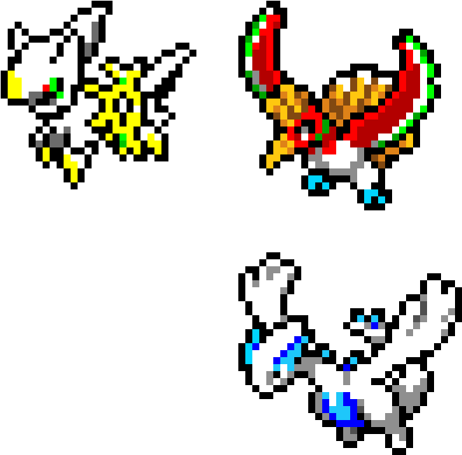 Arceus,ho-oh And Lugia - Ho Oh Pixel Art (790x680), Png Download