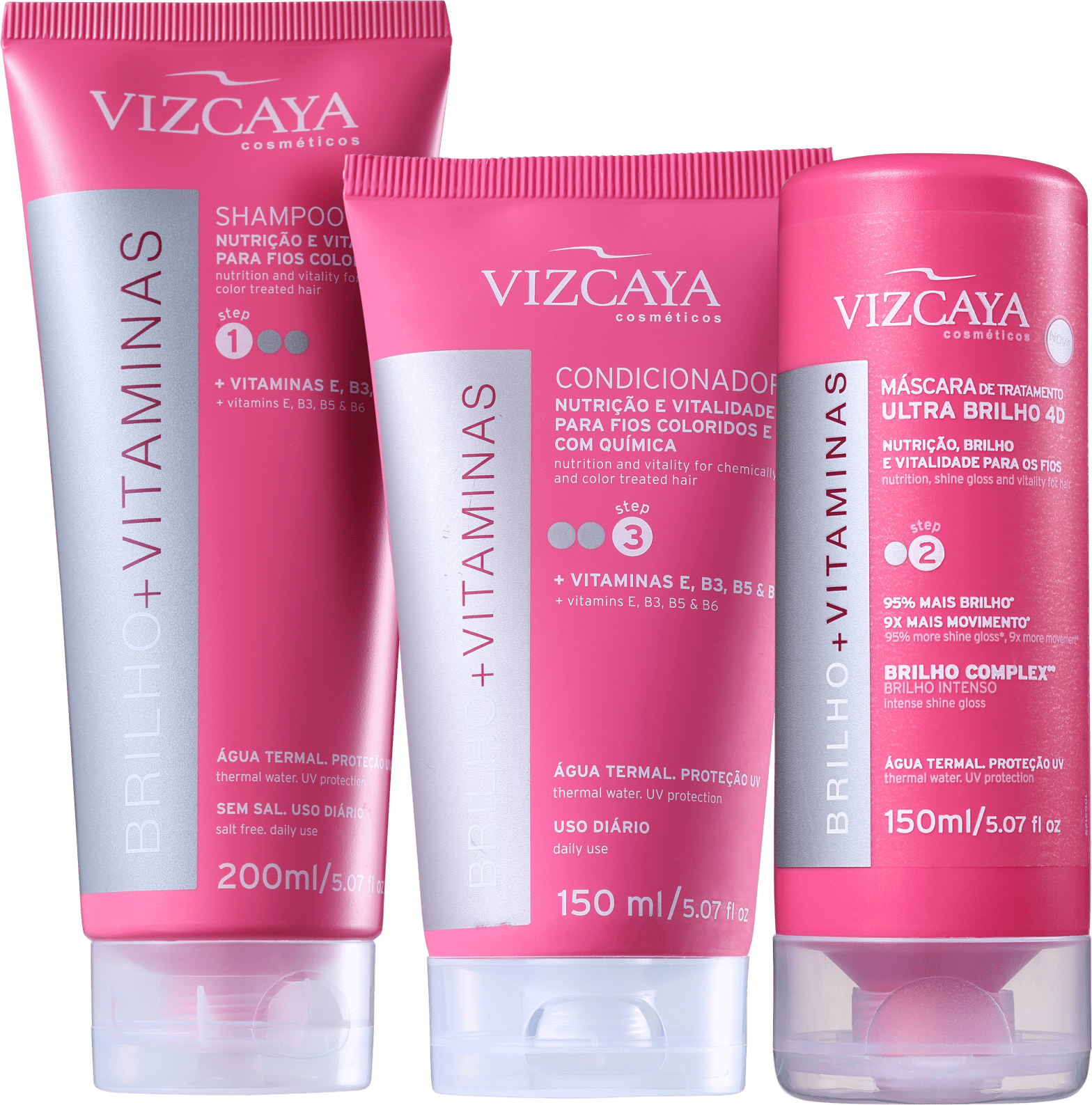 Kit Vizcaya Brilho E Vitaminas Trio - Shampoo Vizcaya Silver Touch 200ml (1568x1587), Png Download