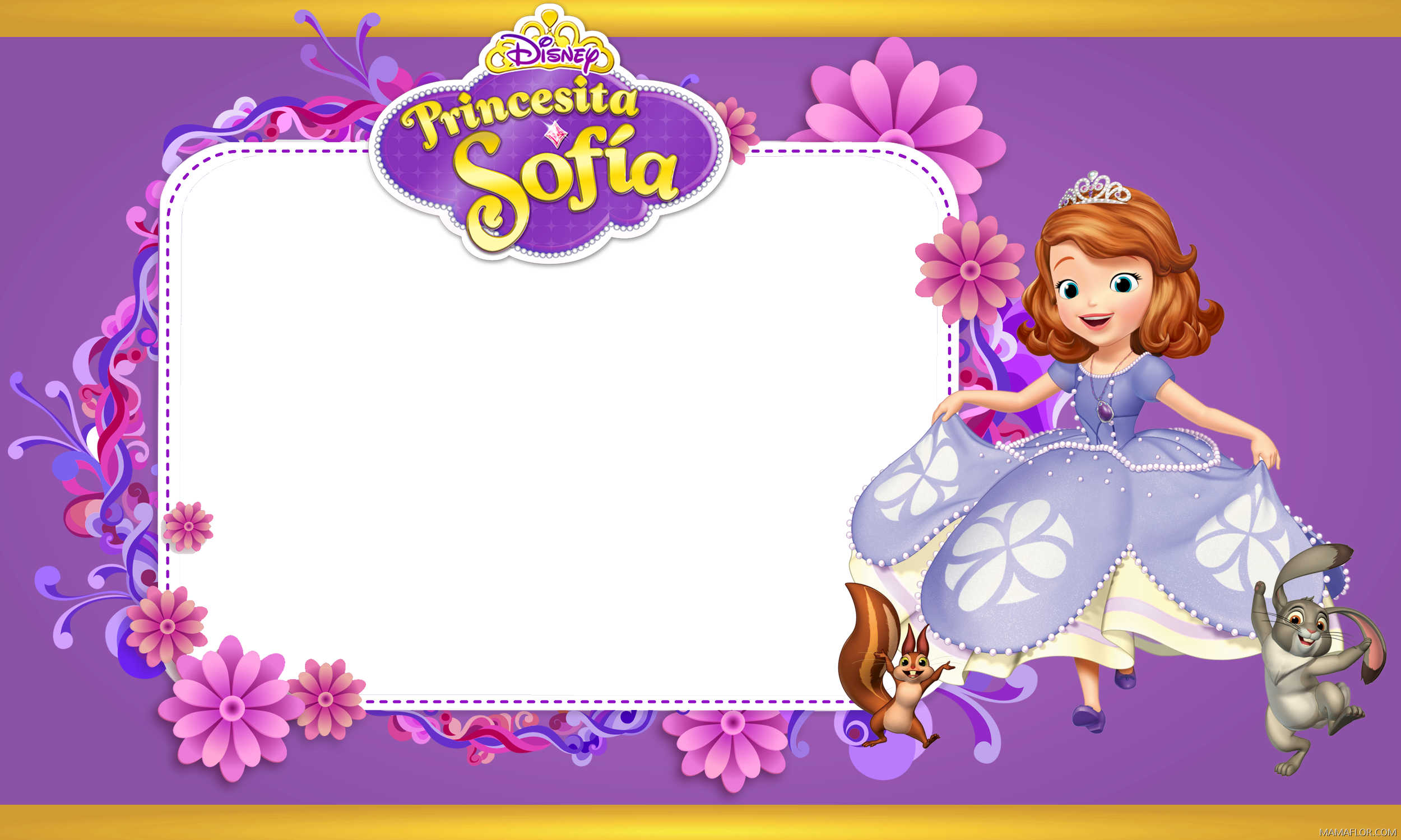Marco De Fotos De La Princesa Sofía, Más De 30 Diseños - Invitation Sofia The First (2500x1500), Png Download